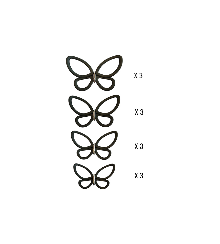 DECORO MURALE 3D "BLACK METAL BUTTERFLIES"